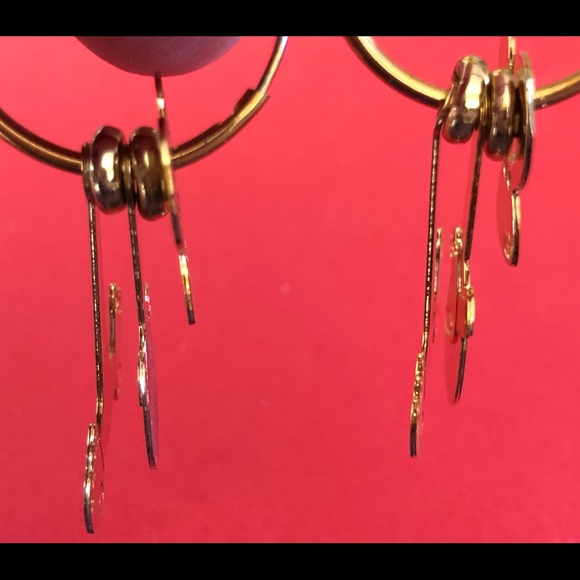 Contemporary Vintage Gold Tone Hoop and Easter Bunny Pierced Earrings - Picture 3 of 3